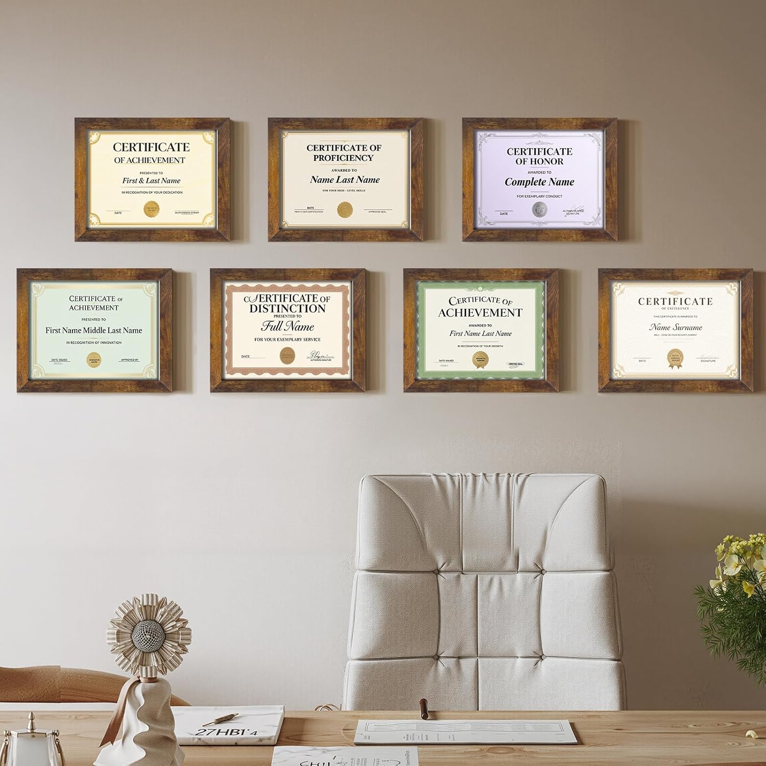 Certifications wall at Smera Dental Clinic